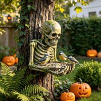 Décoration d'Halloween : mangeoire à oiseaux en résine, mangeoire à oiseaux sorcière, mangeoire à oiseaux squelette, fournitures de décoration de scène d'Halloween