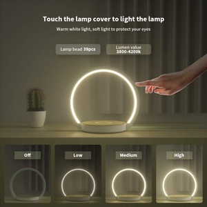 10W Wireless Charger LED Desk Lamp with Touch Dimming 3-Level Aluminum Wooden Base Modern <b>Night</b> <b>Light</b> for Bedroom and Office - Product Image 3