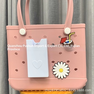 <span class=keywords><strong>Sac</strong></span> de plage carré en PVC, fourre-tout ajouré, <span class=keywords><strong>sac</strong></span> à <span class=keywords><strong>main</strong></span> à motif dessin animé, avec bouton-pression ouvert, motif floral, pour accessoires de plage transfrontaliers - Product Image 2