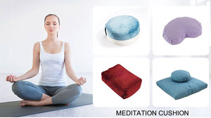 Cojín de meditación de algodón puro, personalizado, forma de media luna, zafu, con asa - Product Image 5