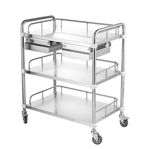 Chariot médical en acier inoxydable Antares à trois niveaux, silencieux, pour cliniques et salons de beauté - Product Image 2