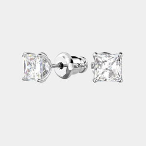 Boucles d'oreilles modernes en diamant de style princesse, bijoux élégants et tendance avec un savoir-faire de qualité supérieure et des pierres carrées étincelantes - Product Image 4