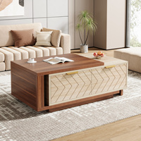 Mesa de Centro Extensible con 2 Cajones, Longitud Ajustable de 42 a 65 Pulgadas, Mesa Auxiliar Reversible con Almacenamiento para Sala de Estar
