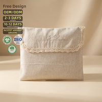 Pochette anti-poussière en coton biologique et lin, style minimaliste, avec logo brodé Chuanghua, recyclable, cordon en dentelle, personnalisable