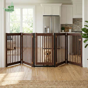 Barrière pliable en bois pour animaux <span class=keywords><strong>de</strong></span> compagnie – Clôture <span class=keywords><strong>de</strong></span> sécurité moderne et réglable pour chiens, idéale pour chambre, jardin, balcon, intérieur et extérieur - Product Image 3