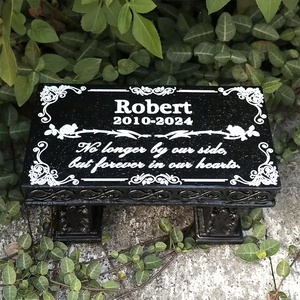 <span class=keywords><strong>Plaque</strong></span> commémorative personnalisée, gravée, pierre tombale en résine noire artisanale avec des accents de rouleau blanc et de rose, cadeau de sympathie personnalisé - Product Image 3