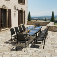 Ensemble de table et chaises de bar extensibles en rotin léger Audu Alexander, série Rose Ocean Garden, mobilier d'extérieur résistant aux UV