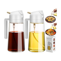 Bouteille Distributrice d'Huile en Verre de 450 ml avec Buse 2 en 1, Vaporisateur d'Huile d'Olive, Distributeur en Verre pour Ustensiles de Cuisine et Barbecue