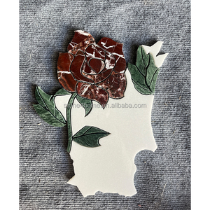 Mosaïque de fleurs en marbre poli à jet d'eau rose pour murs et sols, écologique, pour studios et villas - Product Image 4
