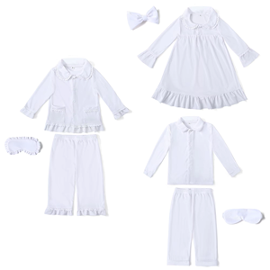 Ensemble de pyjamas en velours <span class=keywords><strong>bleu</strong></span> marine à volants pour Noël, pyjamas pour enfants, pyjamas brodés pour couple, robe de nuit, masque pour les yeux assorti, nœud 2026 - Product Image 5