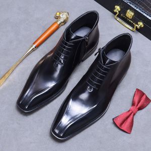British Leather Martin <b>Boots</b> - Trendy Business Formal Leather <b>Boots</b>, Pointed Toe, Zipper, High-top, Leather Shoes, Short <b>Boots</b> - Product Image 6