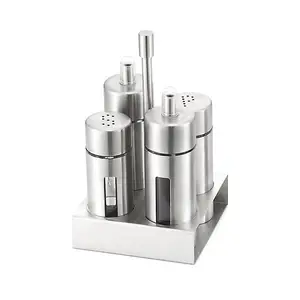 Peralatan Dapur Memasak Rak Bumbu Stainless Steel Stoples Bumbu Cruet Set Minyak Garam Merica dan Botol Bumbu Cuka