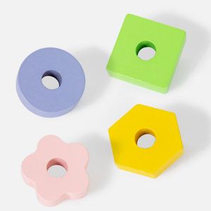 Wooden Sorting Activity Baby Fine Motor Play Preschool Kids Wood Toddler Toy Shape Stacker - Product Image 5