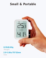 Thermomètre et hygromètre numériques en plastique avec plage de -9 à 65°C, précision 1°, niveau de confort pour usage domestique