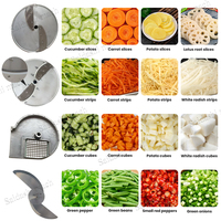 Cortadora de Verduras Multifuncional Comercial Totalmente Automática, Rebanadora y Cortadora en Cubos con Humectación Constante para Cantinas