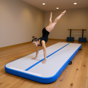 Tapis de gymnastique gonflable bleu, 13 pieds x 3,3 pieds x 4 pouces, tapis pneumatique pour entraînement à domicile, multi-usages - Product Image 2