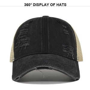 Commercio all'ingrosso 6 pannelli di alta qualità in bianco chiaro nero di cotone lavato in rete Snapback cappelli da camionista per gli uomini delle donne - Product Image 3