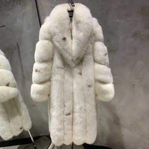 Cappotti di Pelliccia Trendy, Giacche Lunghe in Vera Pelliccia di Volpe Bianca Naturale, <span class=keywords><strong>Cappotto</strong></span> Caldo Invernale per Donna - Product Image 1