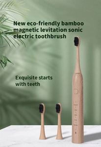 Cepillo de dientes eléctrico de bambú ultrasónico recargable IPX7 ecológico con cabezales reciclables de cerdas de carbón vegetal - Product Image 2