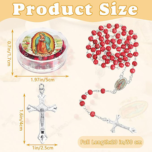 12 Piezas Rosario Perfumado Rojo y Blanco de la Virgen de Guadalupe Collar Religioso para Primera Comunión - Product Image 3