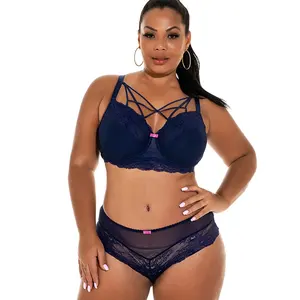 Bragas y sujetador Sexy para mujer, conjuntos de sujetador y bragas de talla grande 40 F G H