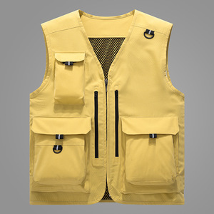 Printemps et été nouveau <span class=keywords><strong>gilet</strong></span> de mode pour hommes décontracté maille travail <span class=keywords><strong>sans</strong></span> manches veste outil poches col en V photographie <span class=keywords><strong>gilet</strong></span> de pêche - Product Image 3