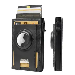 Portefeuilles OEM à pli personnalisé Portefeuilles à blocage RFID Portefeuilles OEM en cuir pour hommes Pop Up Porte-cartes de crédit en aluminium