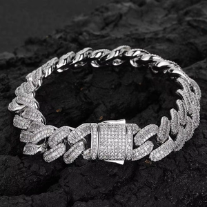 Bijoux Hip Hop, bracelet pour homme en chaîne cubaine avec fermoir à ressort de 12 mm, zircon mélangé, Tanjing - Product Image 2