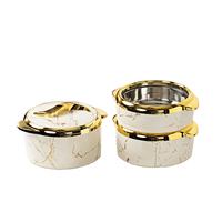 KZR Ensemble de casseroles de luxe modernes en acier inoxydable, boîte isotherme en PU blanc marbré pour la sécurité en camping et en cuisine