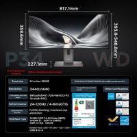 ThinkVision P34WD-40 34 inch 3440 x 1440 24Hz-120Hz UWQHD gebogen scherm LED-monitor - 21:9 - Eclipse Black