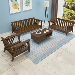 Dazhang Jiaju Solid Wood Sofa Set Natural Color Minimalist Style Living Room Furniture Upholstered Foam Filling - Product Image 2
