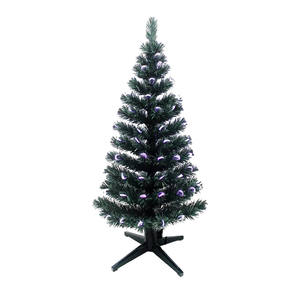 Árbol de Navidad Artificial de Fibra Óptica de PVC Verde de 4 Pies Preiluminado con Luces LED que Cambian de Color, Decoración Festiva Ecológica para el Hogar - Product Image 1
