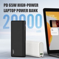 Banques d'alimentation à affichage numérique WST téléphone portable 65W charge super rapide grande capacité 20000mah batterie externe pour tablettes ordinateurs portables