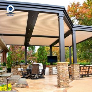 Kit Moderno per Gazebo da Giardino in Lega di Alluminio con Sistema di Copertura a Lamelle Impermeabile per Esterni - Product Image 5