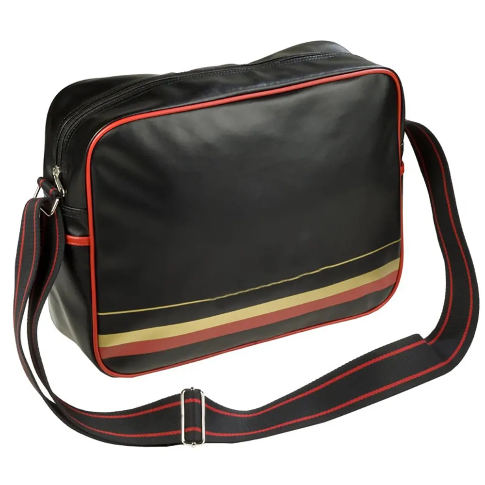 Black Classic Recycled PU Leather Retro Flight Bag Weekend Overnight Travel Retro Messenger Bag