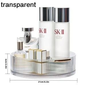 360 Degree <b>Rotating</b> Cosmetic <b>Storage</b> <b>Rack</b> Transparent With Handle Desktop Organizer For Makeup And Personal Care Products - Product Image 3