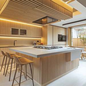 Luxury Custom Stainless Steel MDF Kitchen <b>Cabinets</b> Modern Wardrobes Closets Kitchen Island <b>Cabinet</b> for Apartment Use - Product Image 1