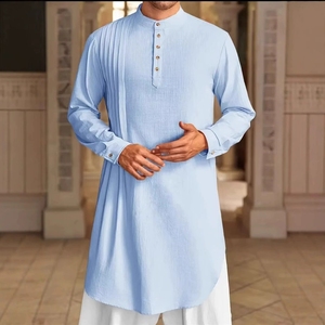 2025 nouveau moyen-orient <span class=keywords><strong>arabe</strong></span> décontracté mode ample Simple bouton <span class=keywords><strong>chemise</strong></span> hommes Robe musulmane - Product Image 4
