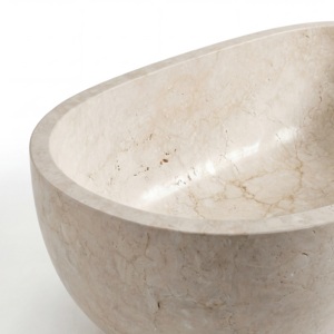 Baignoires ovales modernes sur mesure de luxe en marbre travertin blanc crème exclusif, autoportantes pour salle de bain, villa, hôtel - Product Image 4