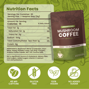 Private Label Energie Immuun & Focus Brein Aangepaste Leeuwen Manen Reishi Champignon Koffie Energie Kruidenpoeder - Product Image 4