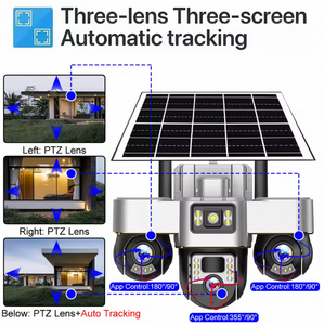 V380 năng lượng mặt trời Powered 3-Ống Kính <span class=keywords><strong>Camera</strong></span> An Ninh với Thông Minh tầm nhìn ban đêm không thấm nước 12MP HD độ phân giải cho ngoài trời <span class=keywords><strong>Camera</strong></span> giám sát - Product Image 4