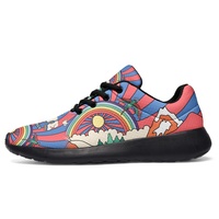 Chaussures de golf formelles personnalisées, motif arc-en-ciel montagne, maille respirante, légères, été/printemps, design personnalisé, pour la marche quotidienne