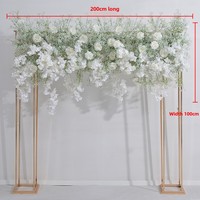 Dekorasi Dinding Latar Belakang Lengkungan Bunga Sutra Besar, Simulasi Baby's Breath dan Bunga Sakura untuk Pernikahan dan Hari Valentine
