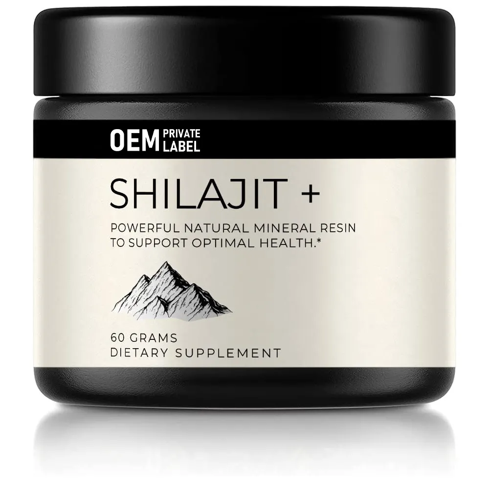 Özel etiket Fulvic asit Shilajit reçine saf himalaya Shilajit Fulvic asit iz mineraller ile 100% gerçek himalaya Shilajit