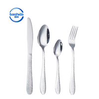 Couverts en acier inoxydable de haute qualité avec manche martelé, finition miroir argentée, réutilisables, compatibles lave-vaisselle, pour hôtels et restaurants