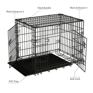 กรงสัตว์เลี้ยงลดราคา  กรงพับได้สำหรับลูกสุนัข แมว  กรงโลหะพับได้ ขนาด 24 30 36 42 48 นิ้ว บ้านสุนัข กรงสัตว์เลี้ยง - Product Image 2