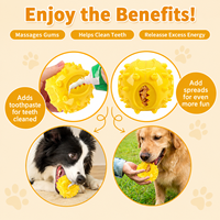 Balle distributrice de friandises en TPR pour chien, jouet à mâcher dentaire à picots pour l'alimentation interactive et couleur personnalisée, vente en gros