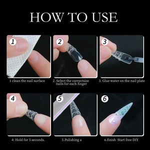 Boîte de 120 faux ongles transparents en ABS à presser, forme Stiletto, carrés, papillon, French Manucure, couverture complète - Product Image 5