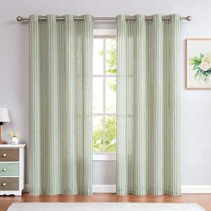 Linen <strong>Curtains</strong> Living Room Sage Green Striped <strong>Curtains</strong> Bedroom <strong>Ticking</strong> <strong>Stripe</strong> Pattern Light Filtering Pinstripe Window - Product Image 2