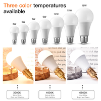 5 pièces couleur boîte Pack LED A60 ampoule 15W/18W AC220-240V AC100-240V 270 degrés E27 Base lumière blanche chaude Design moderne